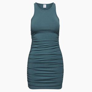 Aritzia TNA Chill Malibu Cinched Dress, Size S, Outerspace Dark Teal